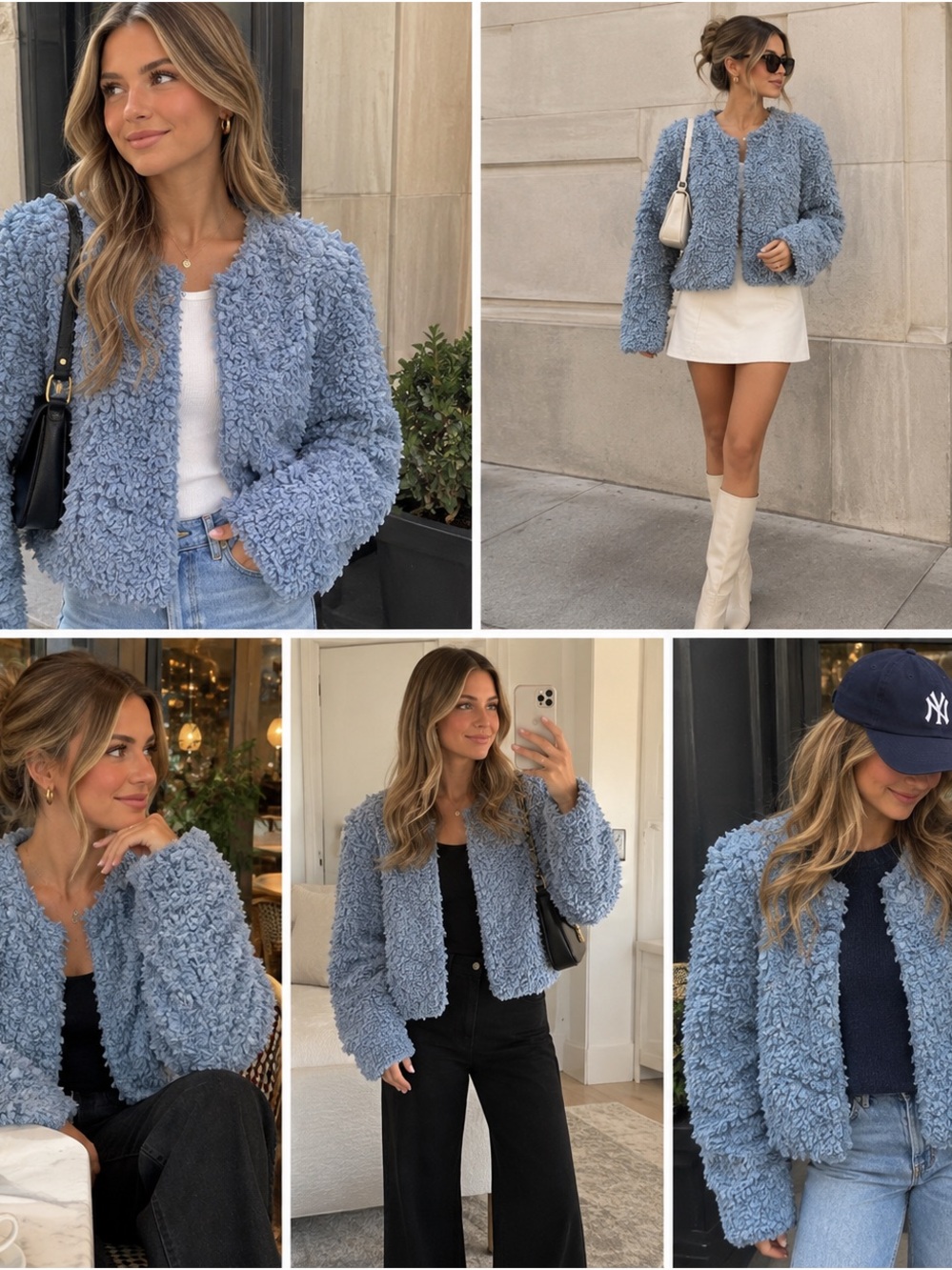 H&M Gray/Blue Sherpa Jacket